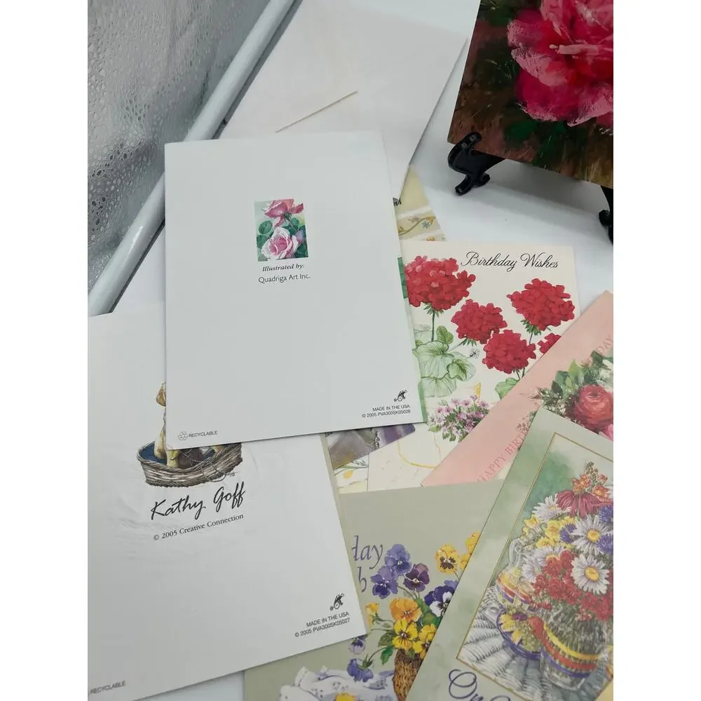 Lot of 20 Unused Happy Birthday Greeting Cards USA Made Floral Lighthouse Mixed